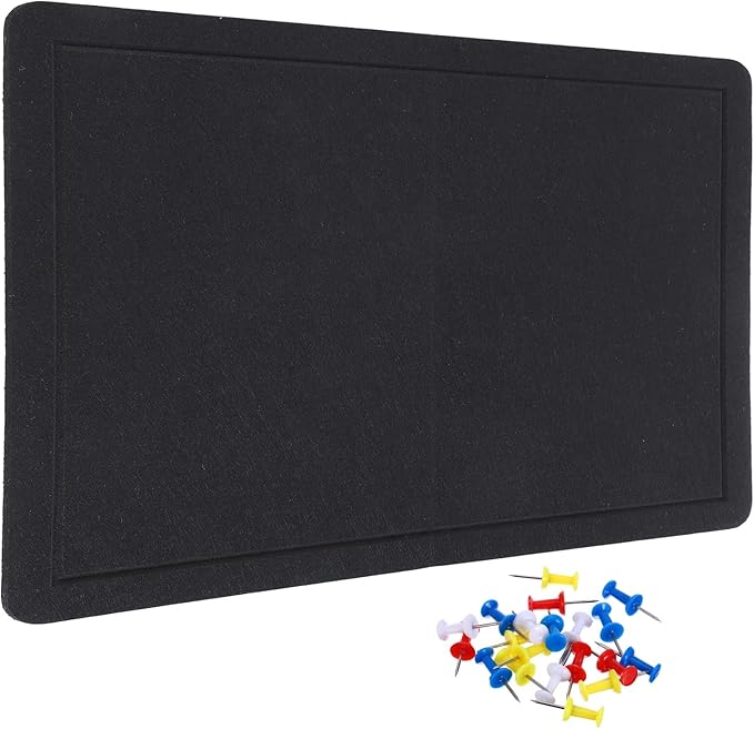 YOKIVE Felt Bulletin Board, 31.5 x 24 -Inch Foldable Decorative Pin Board Self Adhesive Felt Cork Board with 20 Pushpins, Great for Wall, Photo Display, Paste Note, Schedule(Black)-DeskLoop Office