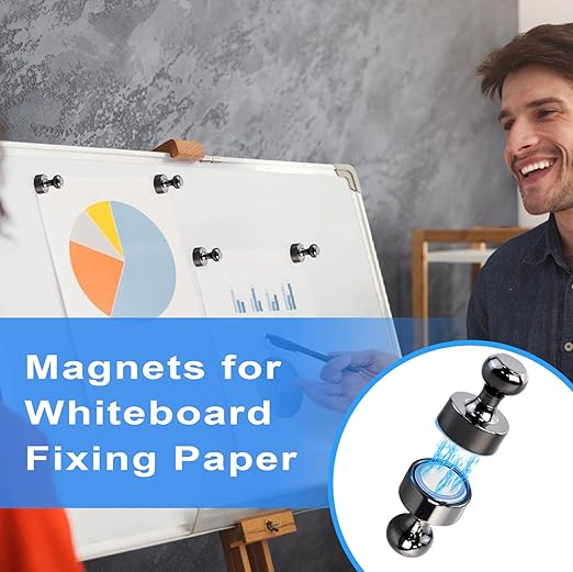 30 Pack Strong Fridge Magnets Refrigerator Magnets for Whiteboard Small Magnets Push Pin Tiny Magnetic Neodymium for Office Classroom Kitchen Home Black-DeskLoop Office