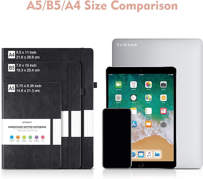 Dotted Journal Notebook, 312 Numbered Pages Large B5 Hardcover Leather Notebook, 100gsm No Bleed Paper Dot Grid Notebook with Index Pages, Dot Journal for Women Men, 7.6'' X 10'', Pink-DeskLoop Office