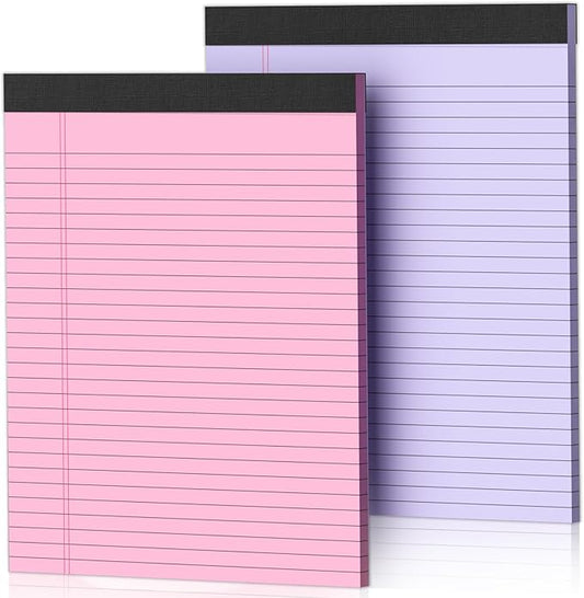 2 Pack Legal Pads 8.5 x 11 Pink Note Pads 8.5 x 11 Purple Notepad 8.5 x 11 Perforated Writing Pads 8.5 x 11 Lined Paper Pads Wide Ruled Pad of Paper 30 Sheets Notebook for Study, To-Do Lists, Office-DeskLoop Office