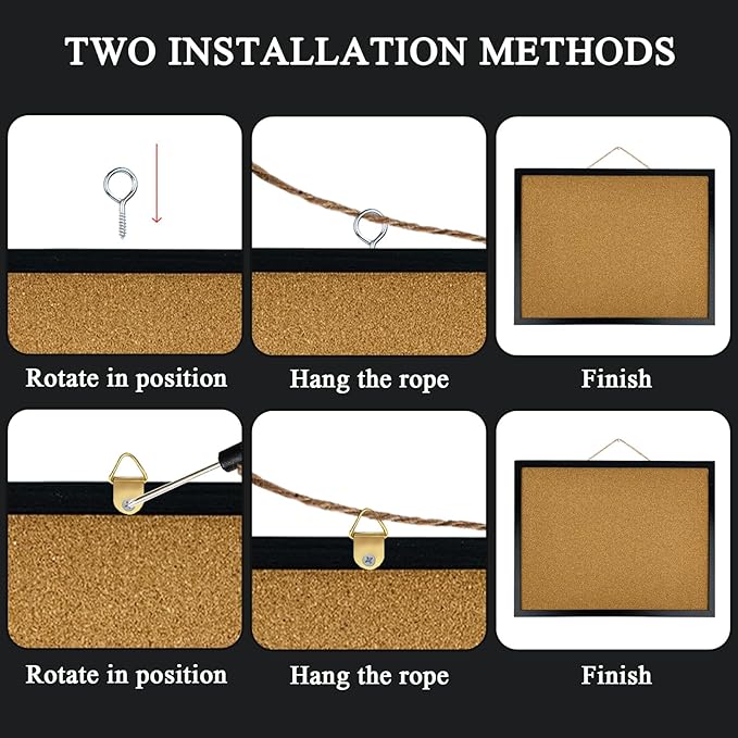 Cork Bulletin Board, 17.7X 13.3 Inches with Oak Wood Finish Frame, Wall Mounted for Office Home and School(Pins, Eye Bolts, gaskets, Screws)-DeskLoop Office