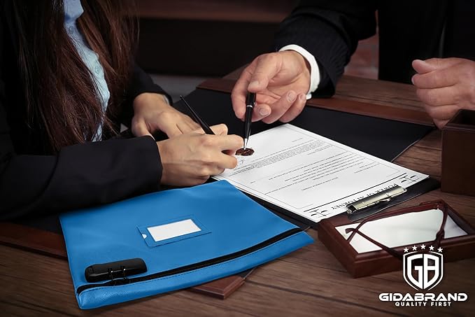 Sky Blue Notary Bag | 14x11 Inch | Locking Document Case | Zipper Closure | Fits Notary Kit, Stamp, Embosser, Ink Pad & Valuables-DeskLoop Office