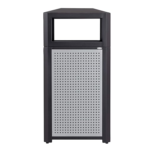 Safco Evos Steel Trash Can, 38 Gallons, Indoor and Outdoor Use, Commercial Garbage Can with Plastic Liner-DeskLoop Office