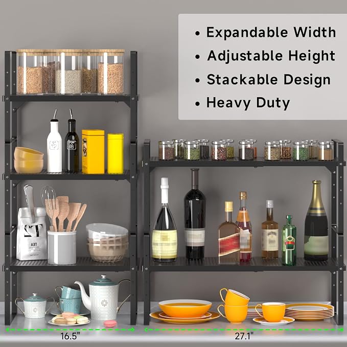 SOFRON Expandable Cabinet Storage Shelf Stackable Organizer Rack - Image 7