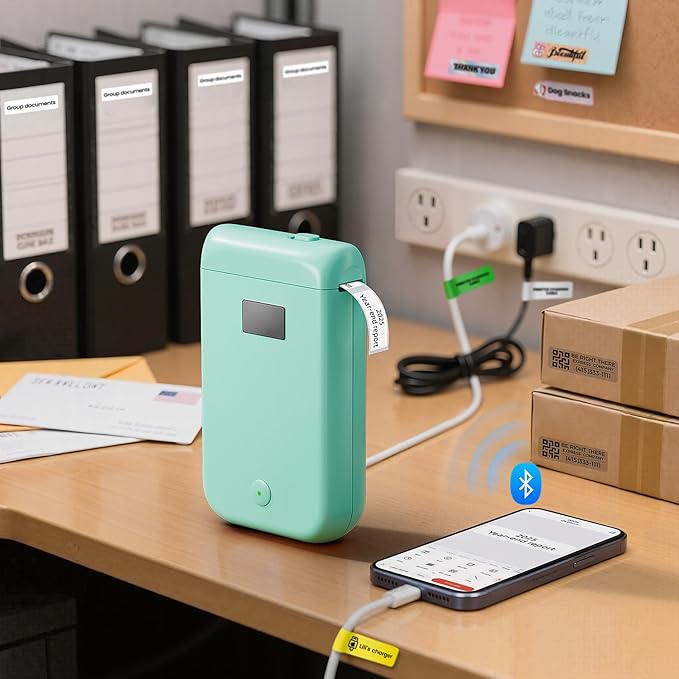 Label Maker, Bluetooth Label Makers Compatible with Phone, Label Maker Machine with Tape, Mini Label Maker for Family School, Label Machine with Lots of Style Templates Easy to Use-DeskLoop Office