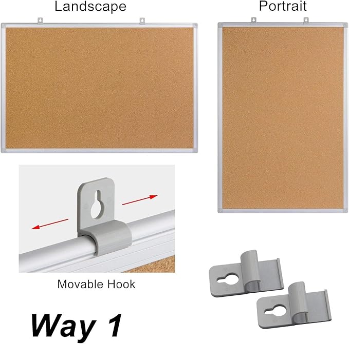 Board2by 2-Pack Cork Board Bulletin Board 20 x 30 Inches, Silver Aluminium Framed Corkboard, Office Board for Wall Cork, Large Wall Mounted Notice Pin Board with 32 Pins-DeskLoop Office