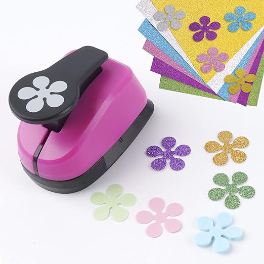 Heart Punch, Flower Hole Punches, Flower Punch, Flowers Paper Punches, 1 inch Hole Puncher for Crafts, 6PCS Flowers Shape Hole Puncher, Heart PaperPunch, Star HolePunch for Scrapbooking-DeskLoop Office
