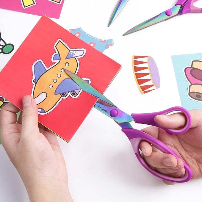 8.5" Scissors All Purpose, Multipurpose Office Scissors Set of 3 pack, Sharp Titanium Coating Blade and Soft Comfort-Grip Sturdy Scissors for Fabric School Craft Sewing Home, Right/Left Handed-DeskLoop Office