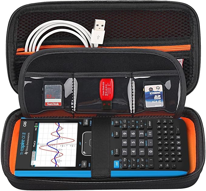 BOVKE Calculator Case for Texas Instruments TI-Nspire CX II CAS/CX II/CX CAS/CX Color Graphing Calculator and More - Extra Mesh Pocket for USB Cables and Other Accessories, Black-DeskLoop Office
