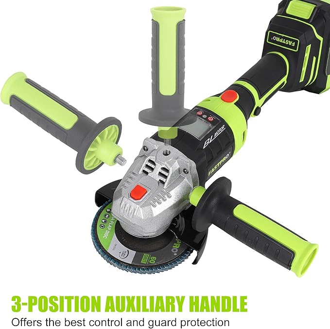 FASTPRO 20V Cordless Angle Grinder, 4-1/2 inch Cut-off Tool with Brushless Motor and 4.0 Ah Battery, Including 10PCS Flap Disc & 5PCS Cutting Wheels-DeskLoop Office
