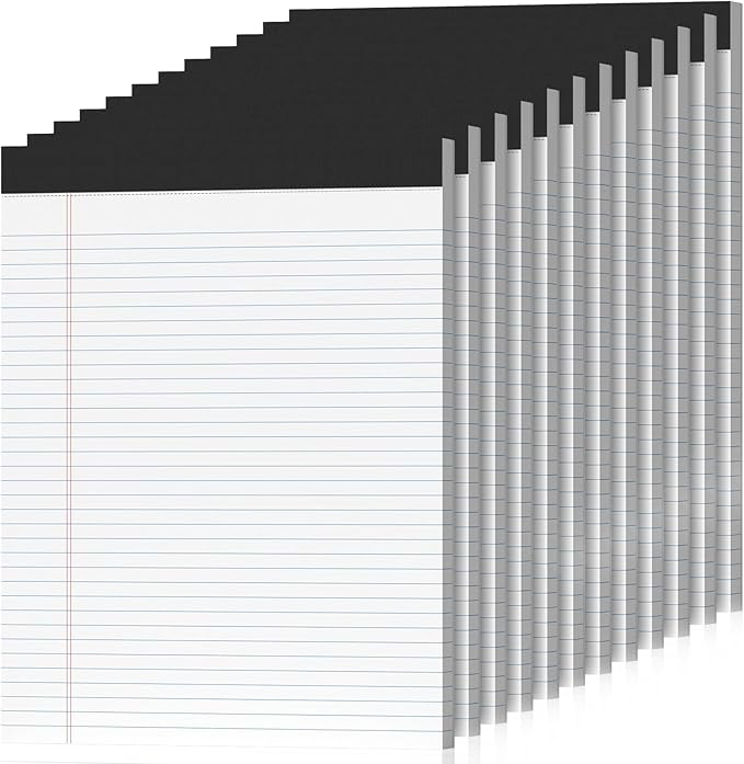 12 Pack Legal Pads 8.5 x 11 College Ruled 600 Sheets Note Pads 8.5 x 11 Inch Notepads Perforated Writing Pads 8.5 x 11 Pads of Paper Lined White Paper, 50 Sheets per Notepad for Home, Office, School-DeskLoop Office