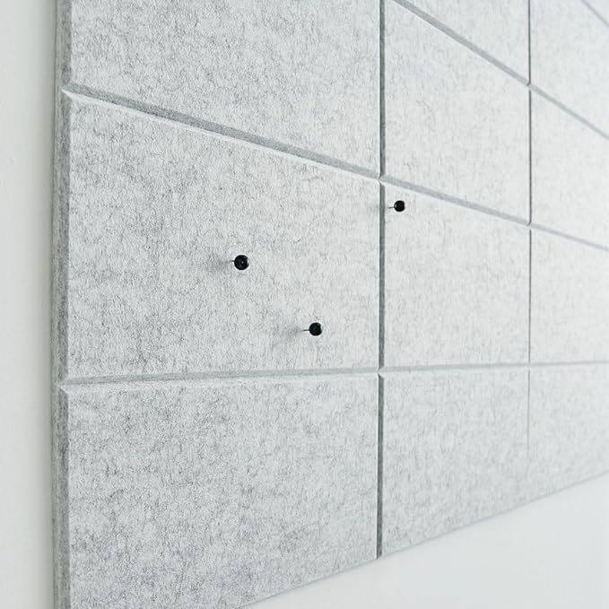 Large Cork Board for Office -Pack of 24- Black Felt Board Alternative - Felt Bulletin Board Tiles for Office Wall Decor, Push pin Board Wall Organizer for Office (Marble White)