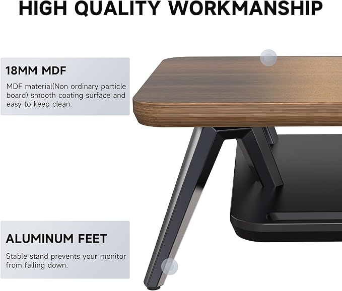 Fenge Dual Monitor Stand, Monitor Stands Riser for 2 monitors, 42.5 Inch Wood Desk Shelf with Storage Organizer and Cable Management for Office Desk Accessories-DeskLoop Office