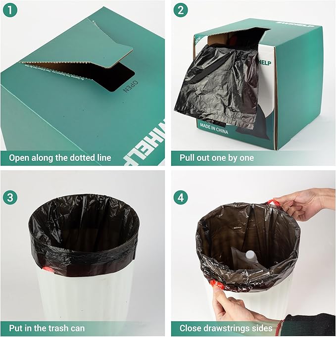 SWIHELP Drawstring Trash Bags 280 Counts 4 Gallon Garbage Bags 15 Liters Plastic Trash Can Liners Waste Basket Bin Liners-DeskLoop Office