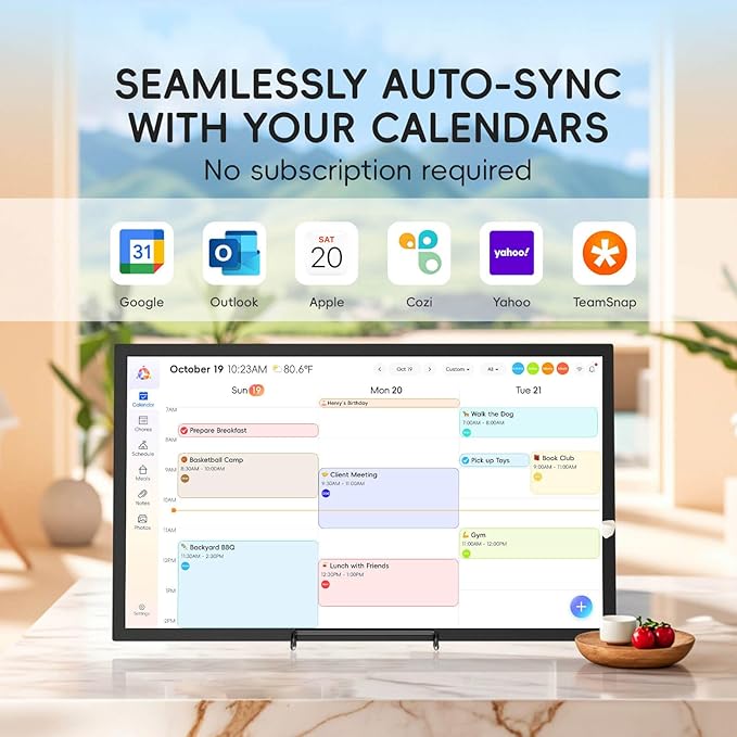 15.6" Digital Calendar Chore Chart, Ultra-HD Interactive Touchscreen, No Subscription Required, Electronic Smart Family Planner & Organizer, Wall Mount Included, Ensuring Seamless Scheduling-DeskLoop Office
