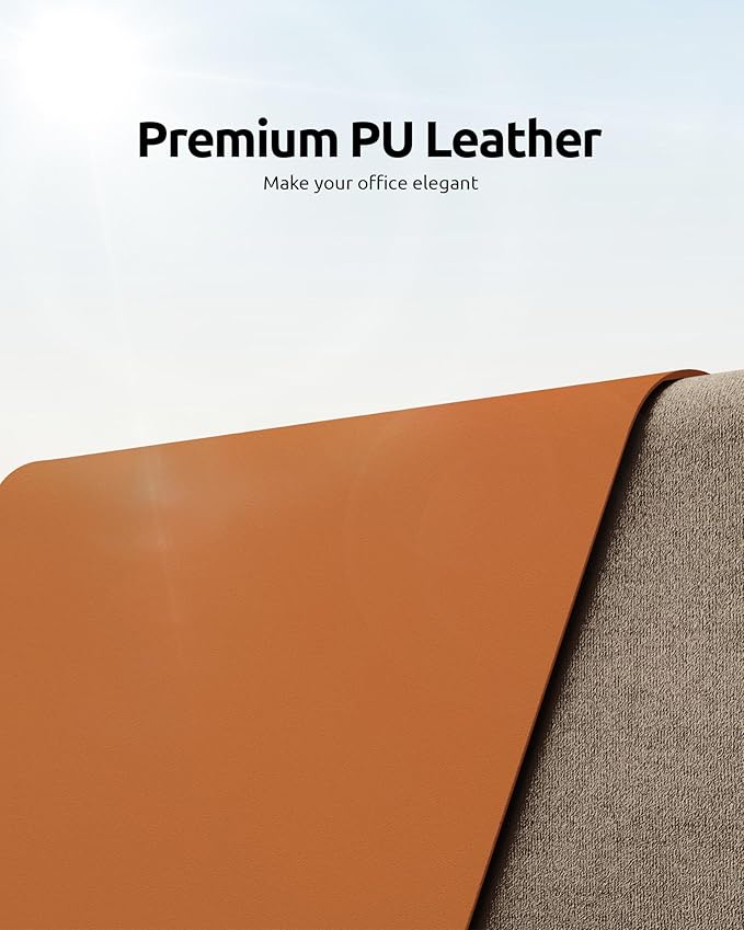 YSAGi Leather Desk Pad Protector, Office Desk Mat, Large Mouse Pad, Non-Slip PU Leather Desk Blotter, Laptop Desk Pad, Waterproof Desk Writing Pad for Office and Home (Brown, 31.5" x 15.8")-DeskLoop Office