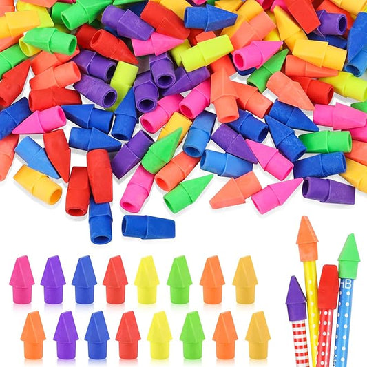 800PCS Caps Pencil Erasers Chisel Shape Pencil Eraser Arrowhead Caps Erasers Latex Free Pencil Pencil Eraser Toppers Assorted Colors for Favors Games Prizes Pencil Top Erasers Home School Office-DeskLoop Office