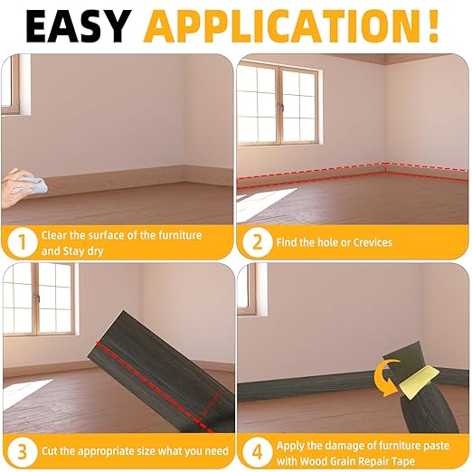 GSCIT Club Wood Grain Repair Tape, 2.4 inch X 50ft Self Adhesive Black Walnut Grain Repair Patch for Tables, Chairs, Baseboards, Doors, Windows, Floors, Handicraft DIY.-DeskLoop Office