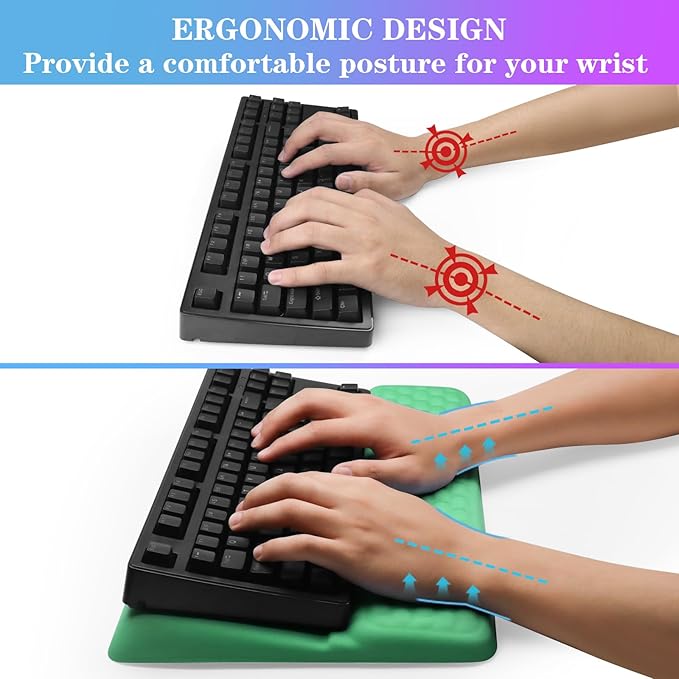 Computer Keyboard Stand with Wrist Rest, Ergonomic Tilted Keyboard Holder - Keyboard Riser with Wrist Pad - Keyboard Tray Support for Office Home - Green-DeskLoop Office