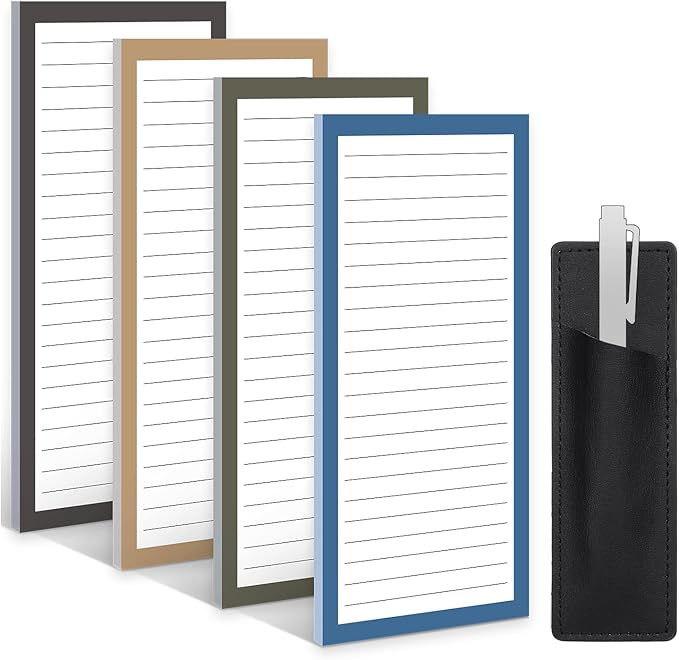 4 Pack Magnetic Note Pad for Fridge with Pen Holder, Totally 200 Sheets Magnetic To Do List, Grocery List, Shopping List, Memo Pads for Refrigerator(Dark Color)-DeskLoop Office