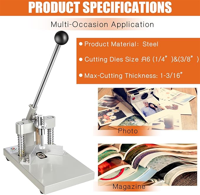 WILLBOND Corner Rounder Cutter Machine Heavy Duty Paper Punch Cutter with R6mm R10mm Interchangeable Dies Metal Corner Rounder Punch for Office, Business, Heavy Cardstock, Plastic, Aluminum Sheet-DeskLoop Office