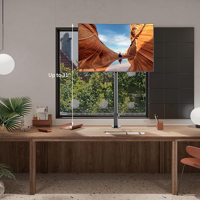 Pholiten Extra Tall Single Monitor Desk Mount Stand with 31.5inch Pole for 13 to 32 inch Screens,Fully Adjustable Monitor Arm Mount for Desk,Holds up to 22lbs-DeskLoop Office