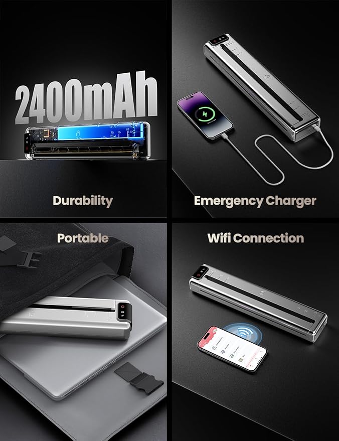 Phomemo Q302 Upgraded Portable Printers Wireless for Business, Ultra-Small Bluetooth Printer for Mobile Printing, 2400mAh Battery can Reverse Charging, 300dpi Inkless Printer Support 8.5X11 US Letter-DeskLoop Office