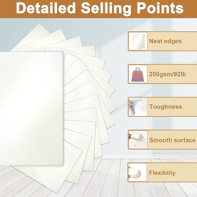 28 Sheets Cream Shimmer Cardstock 8.5 x 11 Off White Paper, 92lb Heavyweight Glossy Paper Card Stock for DIY Cards Making, Business Cards, Wedding Invitations, School Crafting, Menus-DeskLoop Office