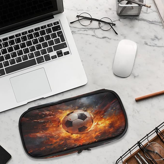 Pardick Football Fire Pencil Case,Big Capacity Pencil Pouch Coin Pouch - Image 9