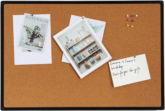 Cork Board, 2 Pack 48" x 36" Bulletin Notice Board Message Memo Pin Board, Black Aluminum Frame-DeskLoop Office