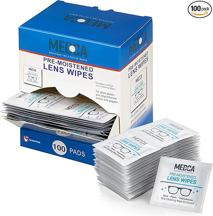 Premoistened Lens and Glass Cleaning Wipes - Portable Travel Cleaner for Glasses, Camera, Cell Phone, Smartphone, and Tablet - Disposable, Quick Drying, Streak Free - Individually Wrapped, Pack of 100-DeskLoop Office