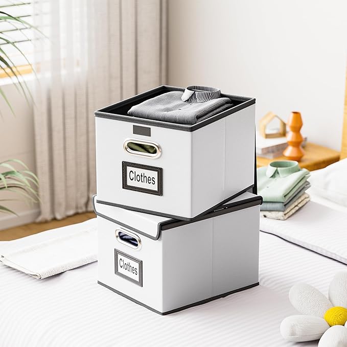 Huolewa Portable Leather File Organizer Boxes with Lids, Office Document Boxes Organizer, Filing Boxes, Decorative Small File Boxes for Hanging Files, File Cabinet for Office/Home - 4 Pack-DeskLoop Office