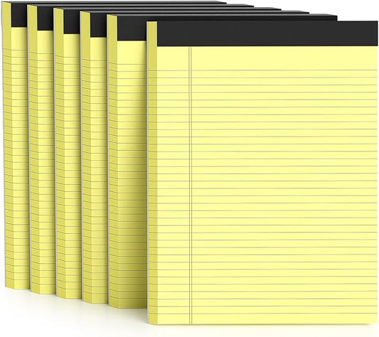 300 Sheets Yellow Legal Pads 8.5 x 11 College Ruled Paper 6-Pack Note Pads Narrow Ruled 50 Sheets per Notepad Perforated Writing Pad Durable Sturdy Back 8x11 Pads of Paper-DeskLoop Office