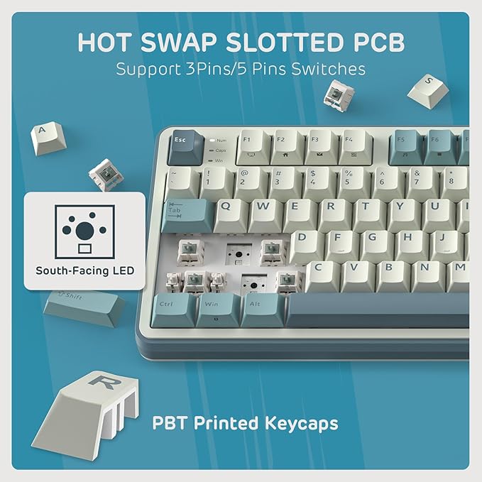 RK ROYAL KLUDGE S98 Mechanical Keyboard w/Smart Display & Knob, Top Mount 96% Wireless Mechanical Keyboard BT/2.4G/USB-C, Hot Swappable, Software Support, Creamy Sounding, 98 Keys-DeskLoop Office