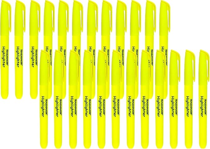 Trail maker 100 Packs of Bulk Yellow Highlighters in Bulk | Bright Wholesale Highlighters for Classrooms, School Kids, Teachers, Office Supplies-DeskLoop Office
