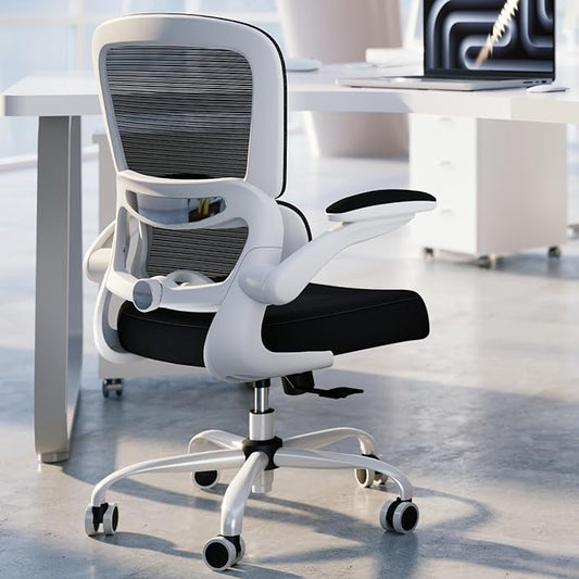 TRALT Office Chair - Ergonomic Desk Chair with Adjustable Lumbar Support, Mesh Computer Chair, Executive Chairs for Home Office Comfortable Lumbar Support (White+Black)-DeskLoop Office