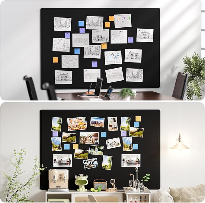 MaxGear Extra Large Bulletin Board 72" x 48", Foldable Felt Board Vision Board Supplies, Cork Board for Office, Home, School, Small Pin Boards for Walls Decorative Display Board Black-DeskLoop Office