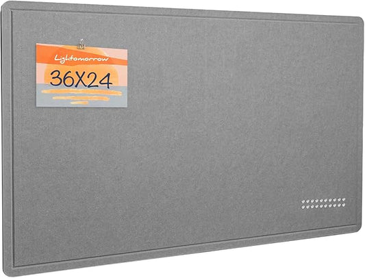 Bulletin Board, 36 x 24 Inches Felt Pin Board - Decorative Cork Alternative for Wall, 3' x 2' Foldable Picture Self-Adhesive Vision Prayer Board With 20 Pushpins - Gray-DeskLoop Office