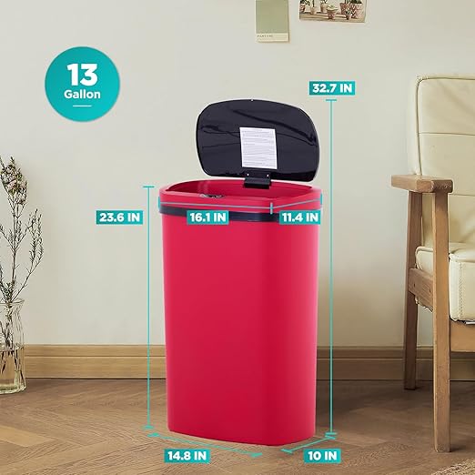PayLessHere 13 Gallon Trash Can Kitchen Trash Can Automatic Garbage Can with Lid Touch Free High-Capacity Motion Sensor for Home Kitchens Bedroom Bathroom Office Kitchen Waste Bin Wateproof Trash Bin-DeskLoop Office