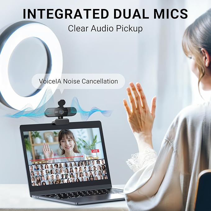 EMEET 2024 Upgraded C960 Webcam for PC, Autofocus, 1080P HD, 73° View Angle, Computer Camera w/Privacy Cover and Microphone, Plug and Play USB Webcam for Video Calling/Zoom/Teams/Google Meet-DeskLoop Office