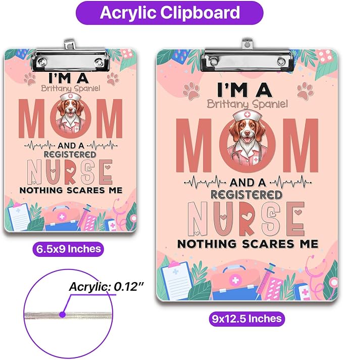 I'm a Brittany Spaniel Mom and a Registered Nurse Nothing Scares Me Acrylic - Image 5