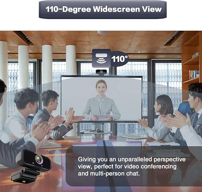 Webcam 1080p HD Computer Switch 2 Camera - Microphone Laptop USB PC Webcam with Tripod Stand, 110 Degree Live Streaming Widescreen Recording Pro Video Web Camera for Calling, Conferencing-DeskLoop Office