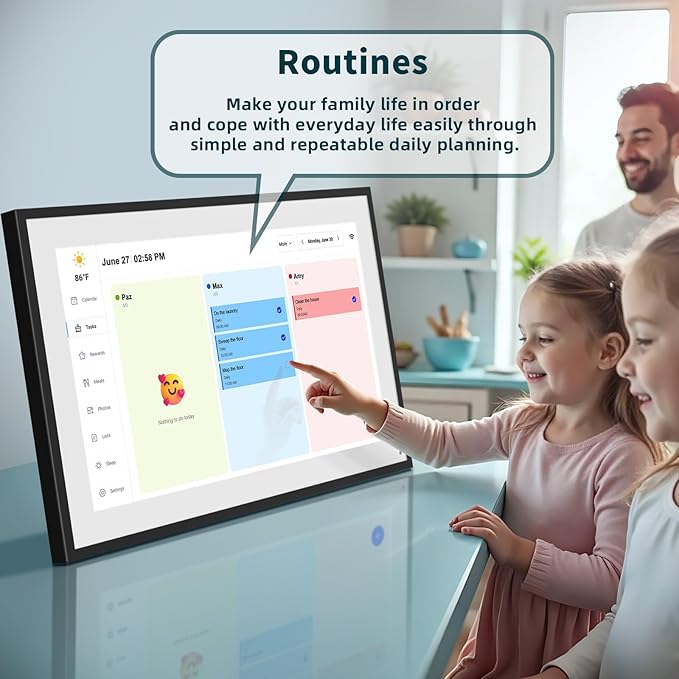 21.5 Inch Digital Calendar, WiFi Smart Electronic Calendar & Chore Chart, 1920 * 1080 IPS Touch Screen HD Display for Family Schedules, Streamline Household Organization, Wall Mount Included-DeskLoop Office