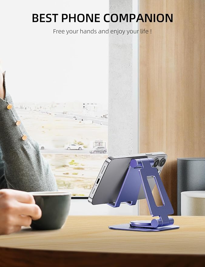 Nulaxy Rotatable Cell Phone Stand, Fully Adjustable Foldable Desktop Phone - Image 7