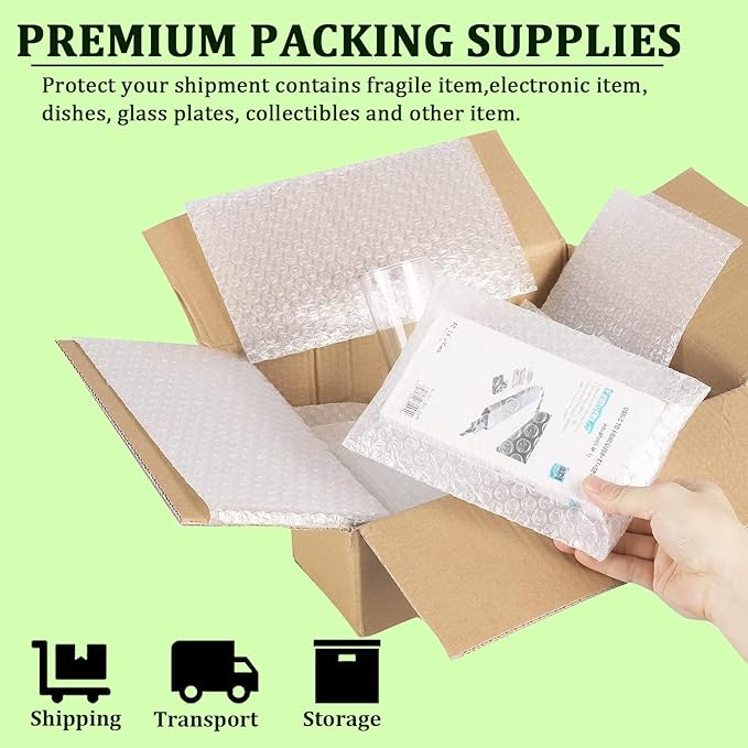 Clear Bubble Out Bags Pouches 14x18 Inch, 20 PCS Moving Supplies for Dishes, Double Walled Shockproof Bubble Cushion Wrap Bags for Storage, Shipping, Packing Supplies for Fragile Items-DeskLoop Office