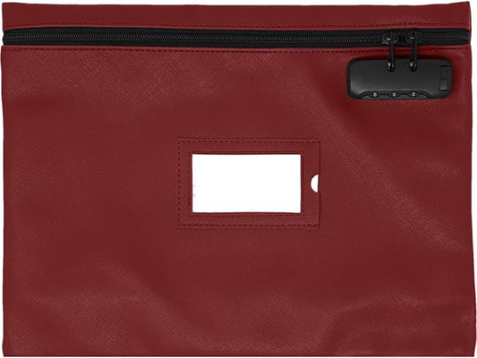 Notary Bag with Lock | 14x11 inch | Burgundy | Zipper Notary Supplies Bag | Locking Notary Bag for Notary Kit, Stamp, Embosser, Ink Pad, and Valuables | Locking Document Bag | Journal Carrying Case-DeskLoop Office