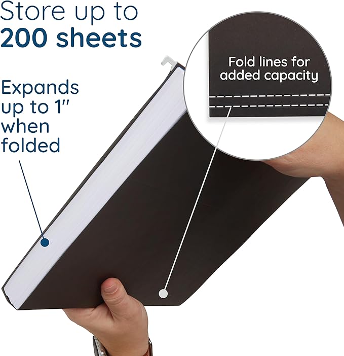 Blue Summit Supplies Hanging File Folders, 25 Reinforced Hang Folders, Designed for Home and Office Color Coded File Organization, Letter Size, Black, 25 Pack-DeskLoop Office