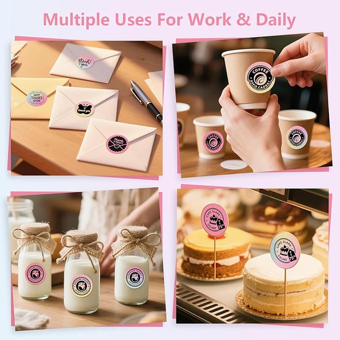 2 Rolls Colorful Thermal Labels,1.96'' Round Label Sticker for Phomemo 241BT,for MUNBYN 130B/RW402B Printer,800Pcs Waterproof Label Paper for Address/Logo/Barcode/Name/Thanks-DeskLoop Office