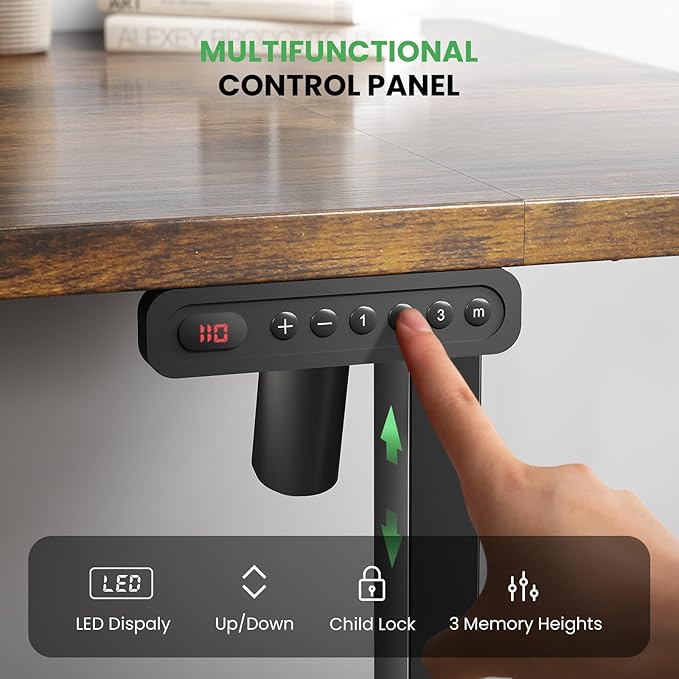 SIAGO Electric Standing Desk Adjustable - 55 x 24 Inch Sit Stand up Desk with Cable Management - 3 Memory Preset Adjustable Height Table-DeskLoop Office