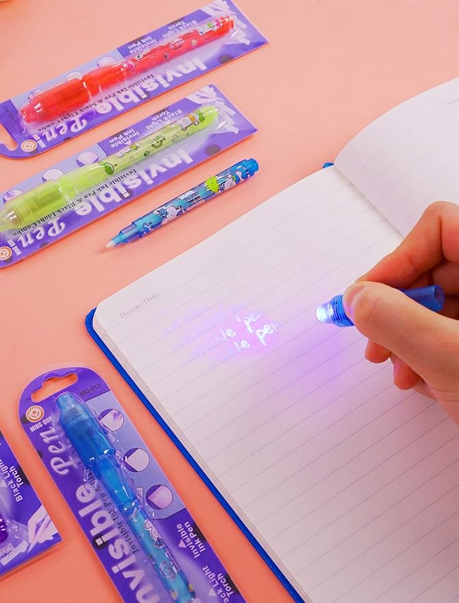 Invisible Ink Pen 24Pcs Spy Pen with UV Light Magic Marker Kid Pens for Secret Message and Birthday Party,Writing Secret Message for Easter Day Halloween Christmas Party Bag Gift-DeskLoop Office